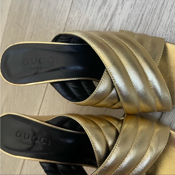 Gold Gucci Webby Mules 38 - Picture 7 of 9